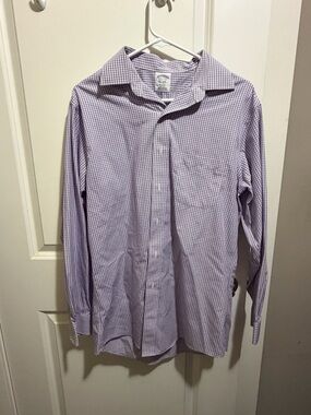 Brooks Brothers Lavender Check Dress Shirt - Button-Up